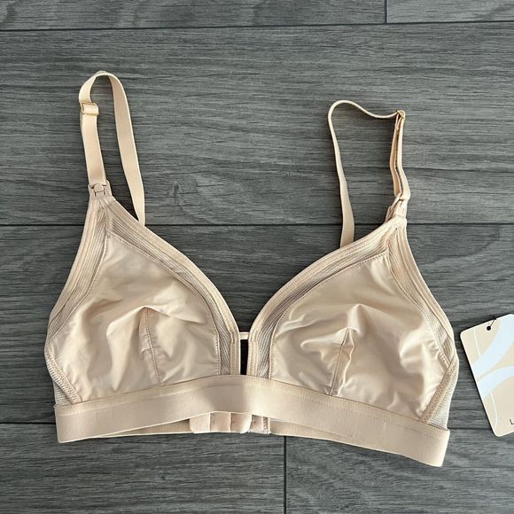 LIVELY Womens Mesh Trim Nursing Bra Toasted Almond Size Small - Picture 2 of 5